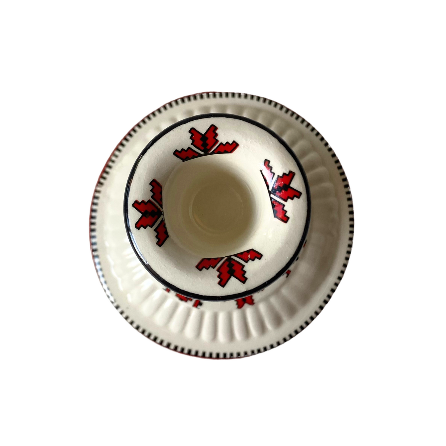 Vintage Ukrainian Motif Ceramic Candle Holder