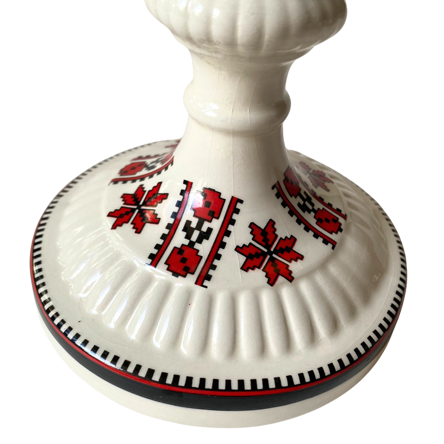 Vintage Ukrainian Motif Ceramic Candle Holder