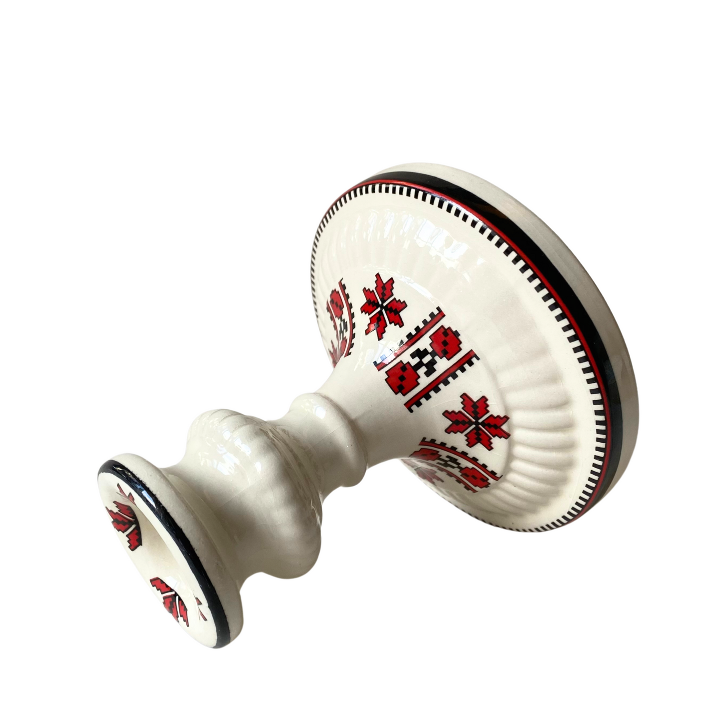 Vintage Ukrainian Motif Ceramic Candle Holder