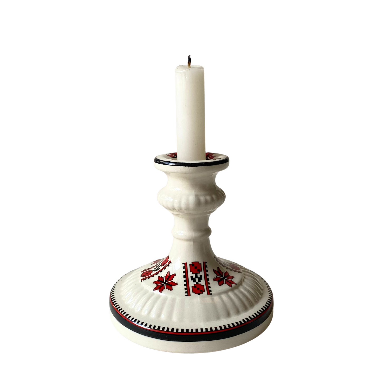 Vintage Ukrainian Motif Ceramic Candle Holder