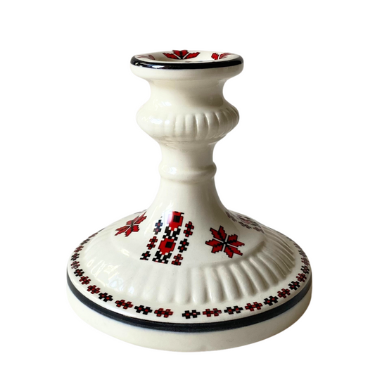 Vintage Ukrainian Motif Ceramic Candle Holder