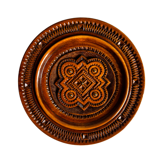 Vintage Wooden Decorative Plate (14cm)