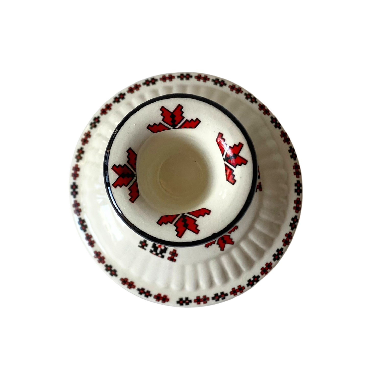 Vintage Ukrainian Motif Ceramic Candle Holder