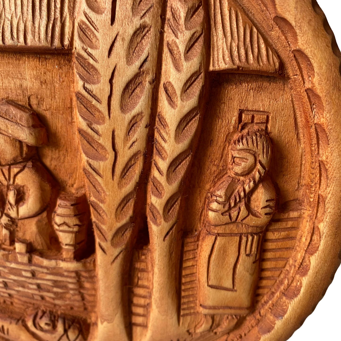 Vintage Round Wood Carving