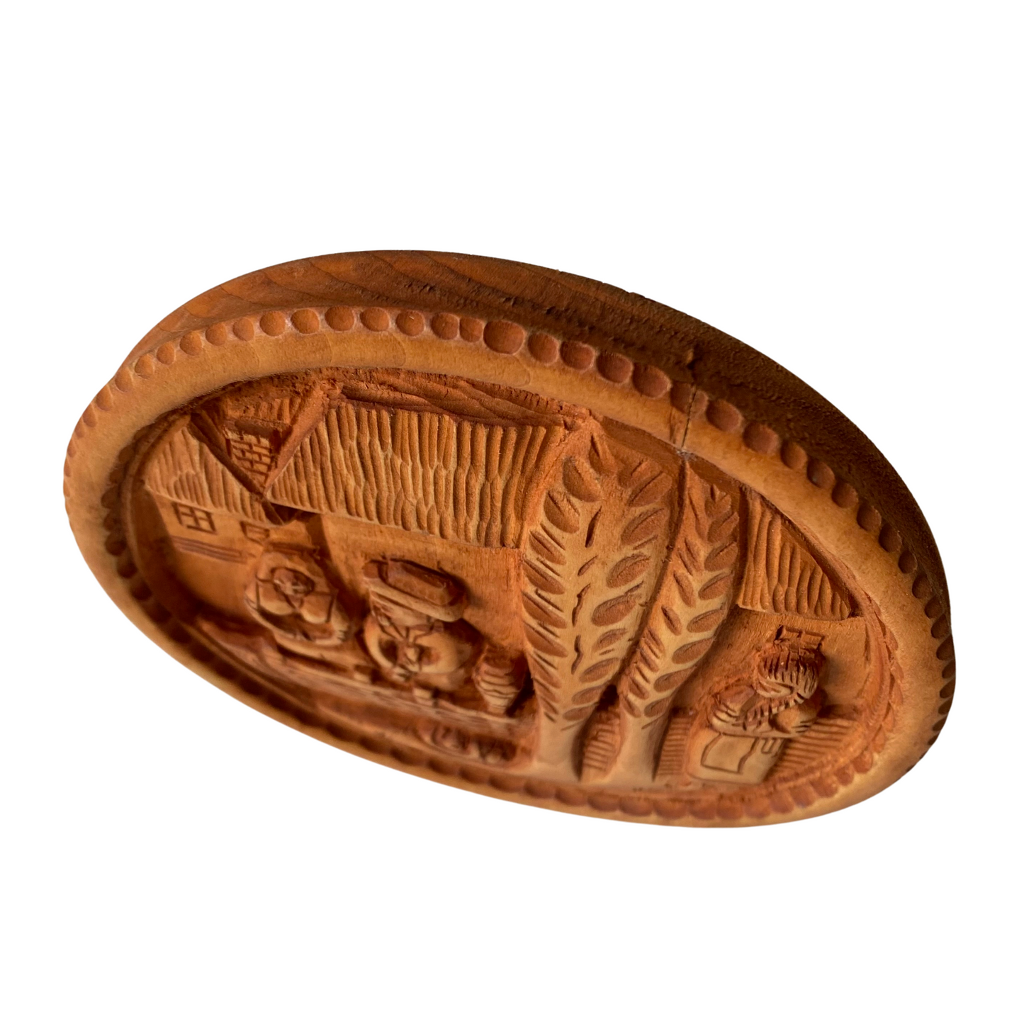 Vintage Round Wood Carving