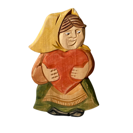 Vintage Baba with Heart Wood Cut
