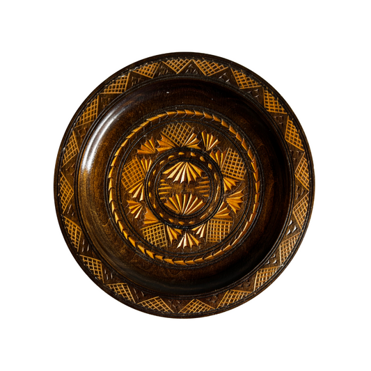 Vintage Wooden Carved Plate (19.5 cm)