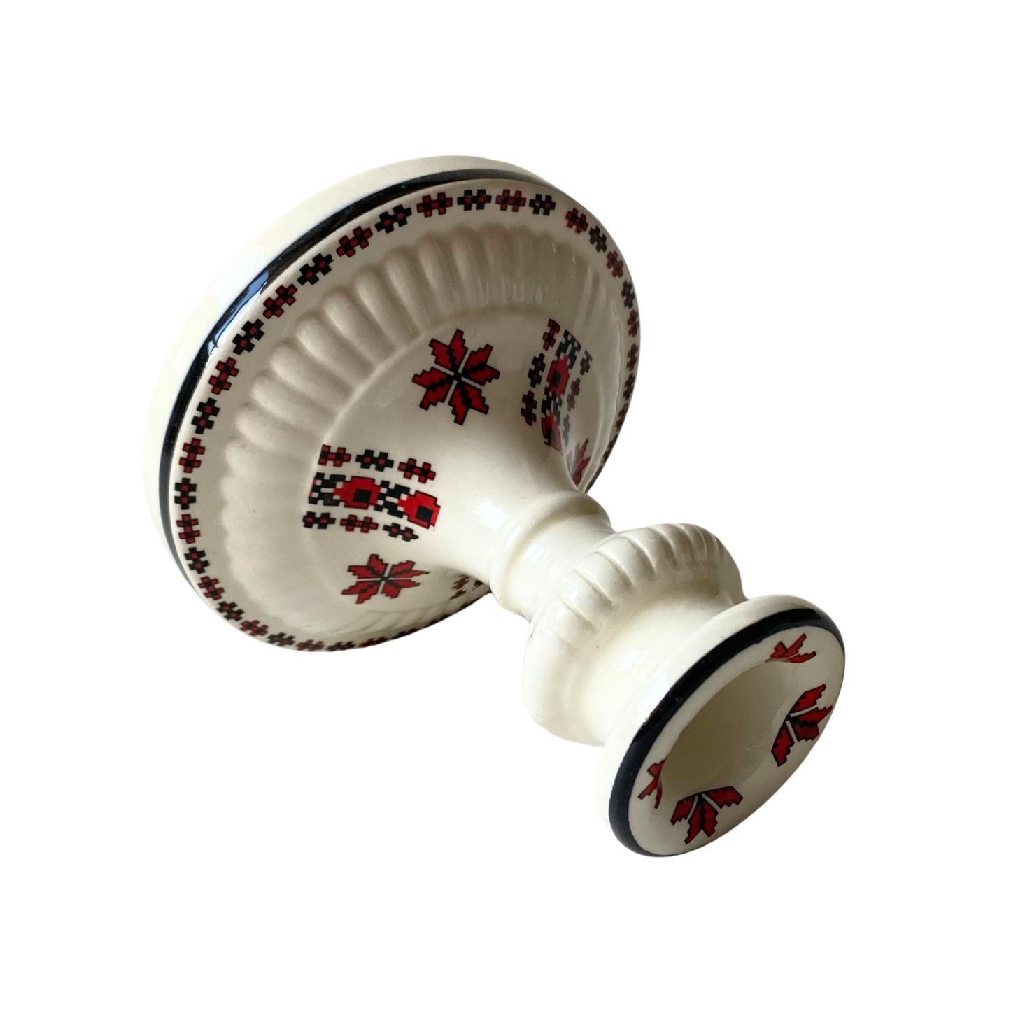 Vintage Ukrainian Motif Ceramic Candle Holder