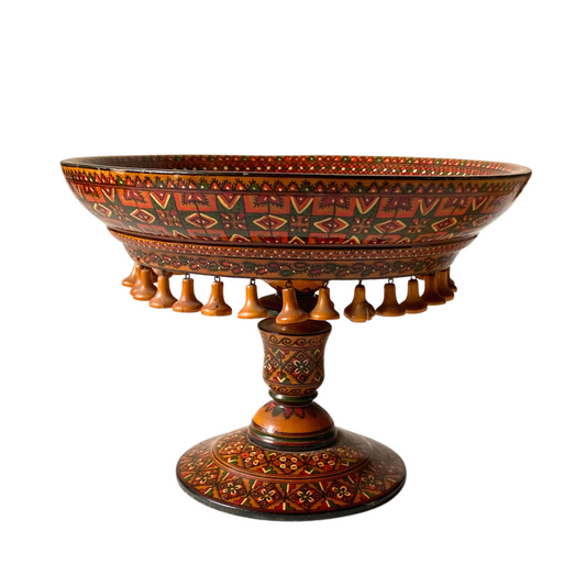 Vintage Wooden Bowl with Pedestal