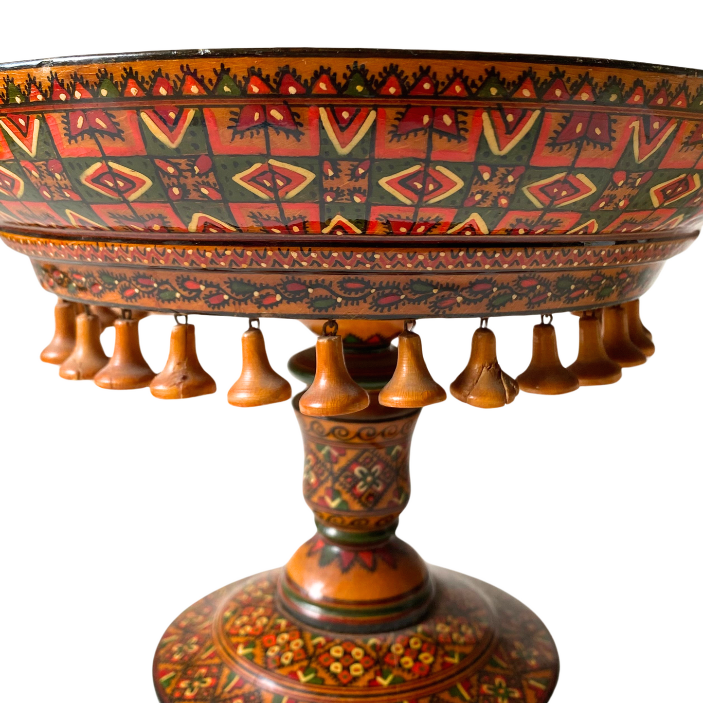 Vintage Wooden Bowl with Pedestal