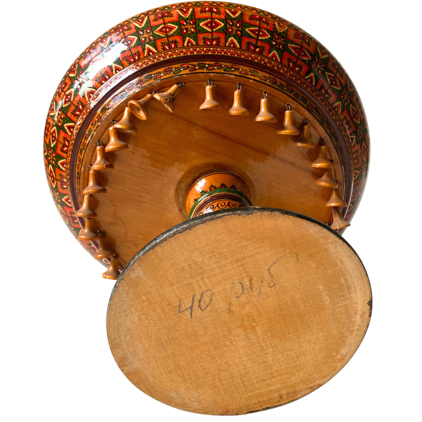 Vintage Wooden Bowl with Pedestal