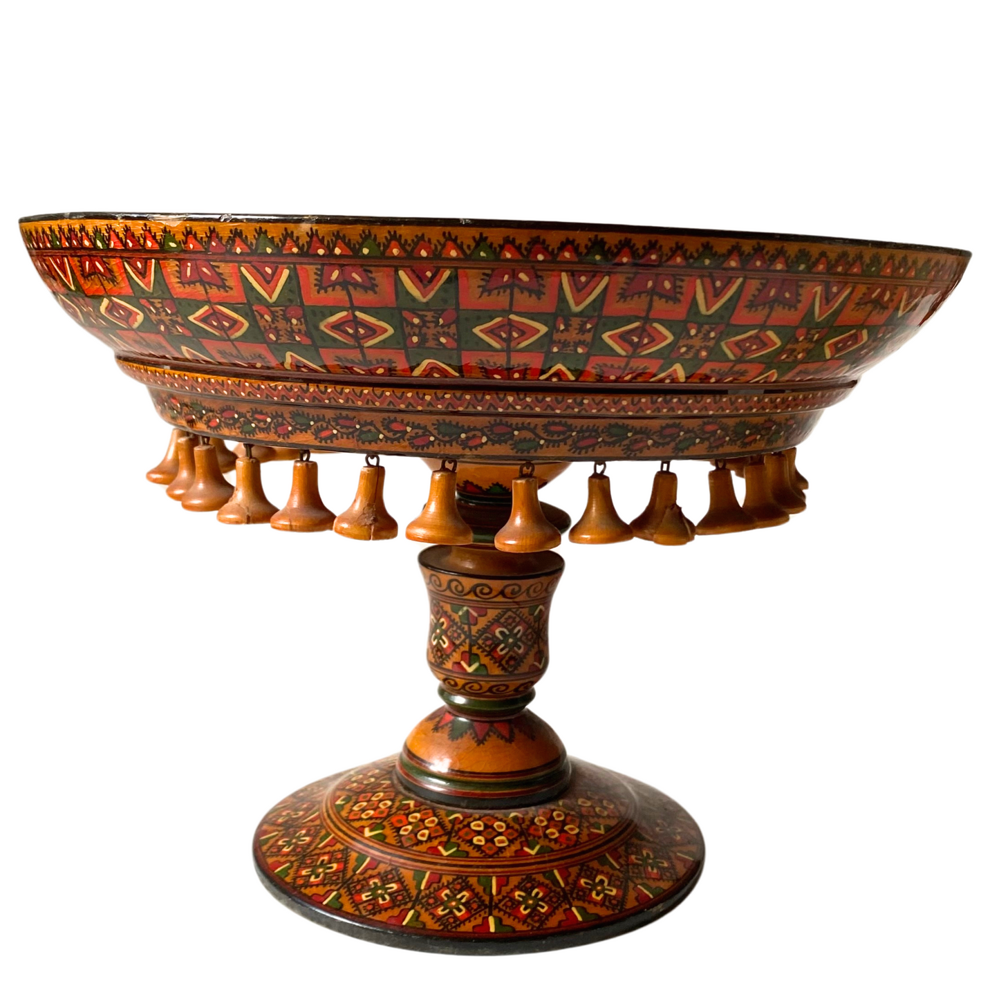 Vintage Wooden Bowl with Pedestal