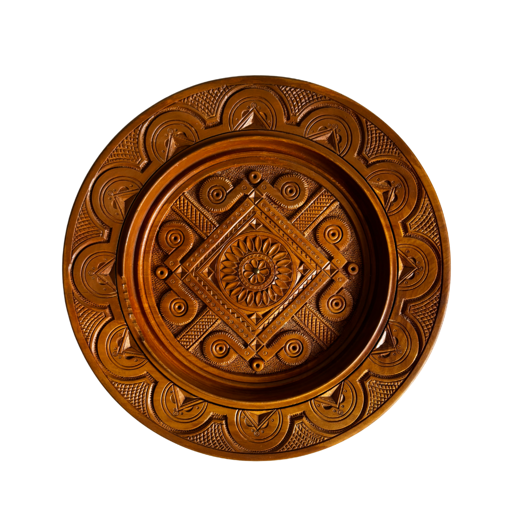 Vintage Wooden Decorative Plate (24 cm)