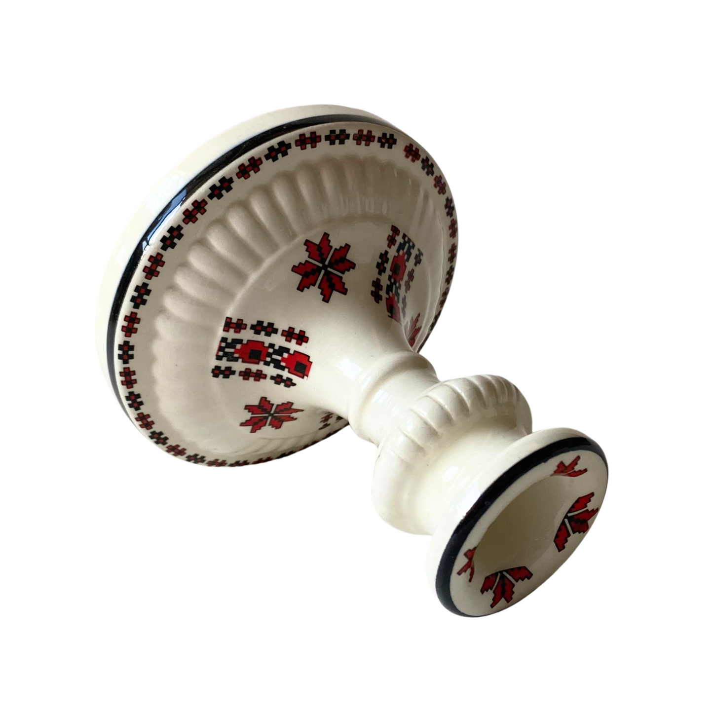 Vintage Ukrainian Motif Ceramic Candle Holder