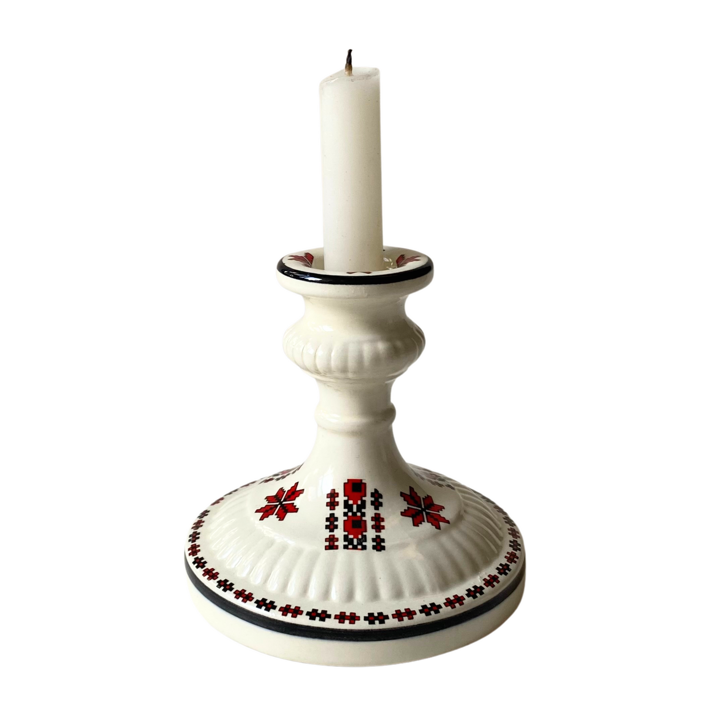 Vintage Ukrainian Motif Ceramic Candle Holder