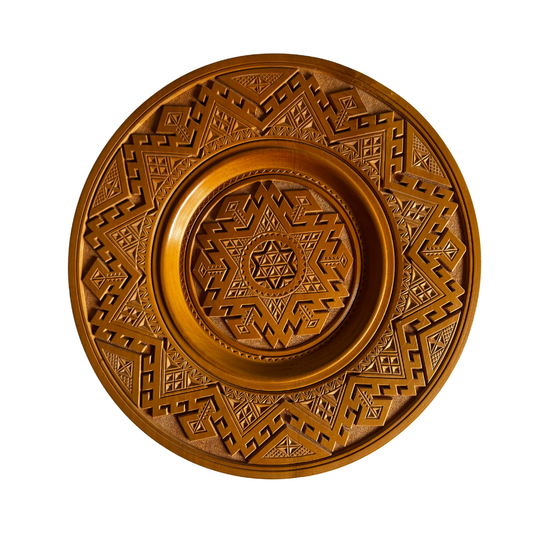 Vintage Large Wooden Decorative Plate (28 cm)