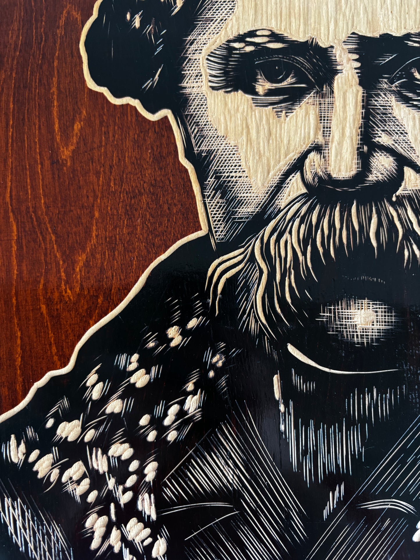 Vintage Large Taras Shevchenko Wood Wall Hanging