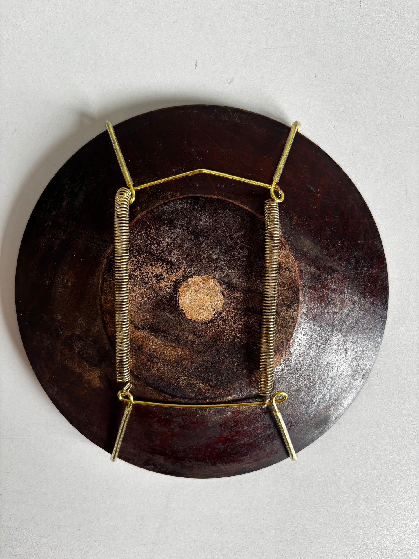 Vintage Wooden Painted Plate (16.5 cm)