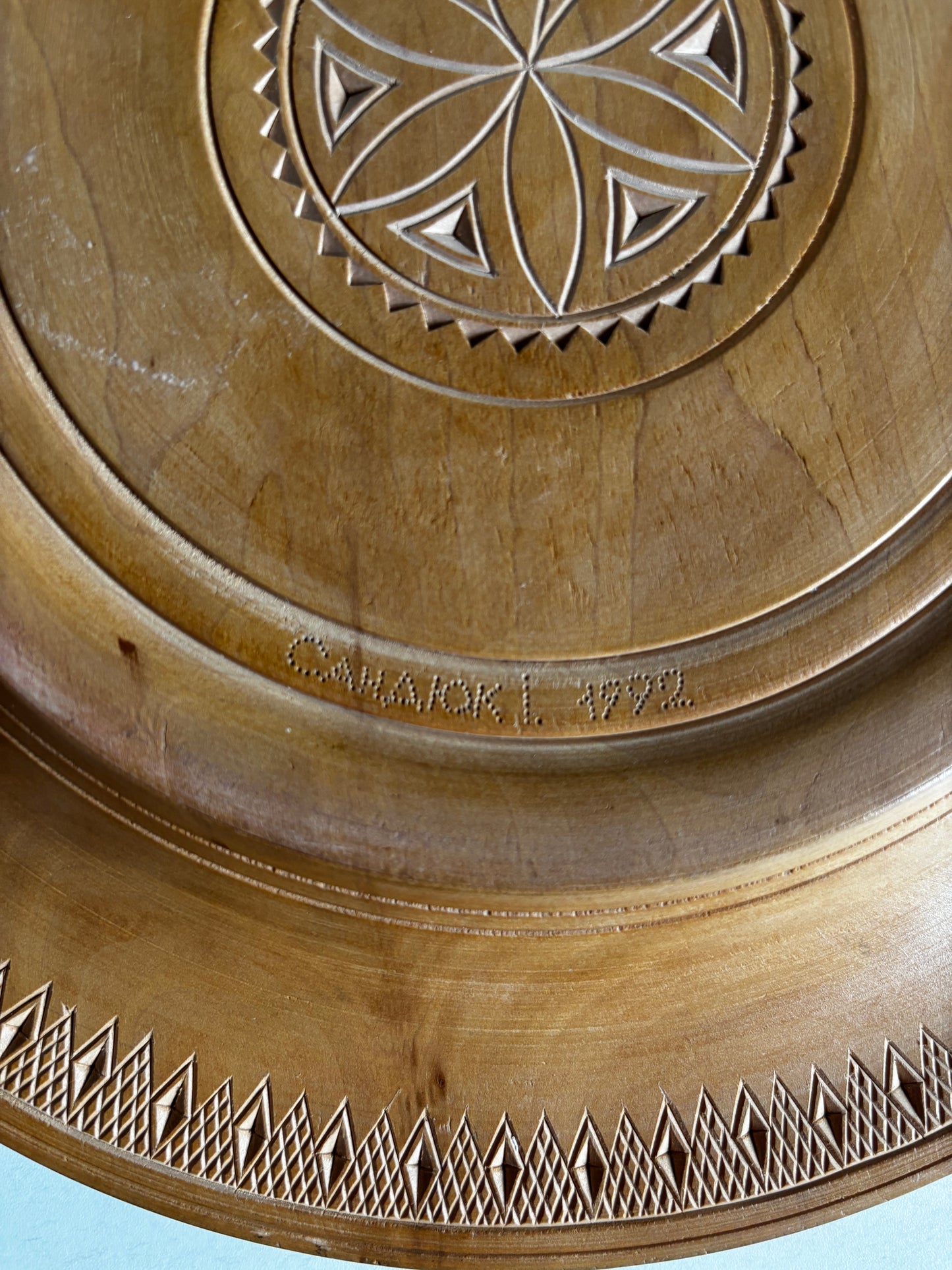 Vintage Large Wooden Decorative Plate (28 cm)