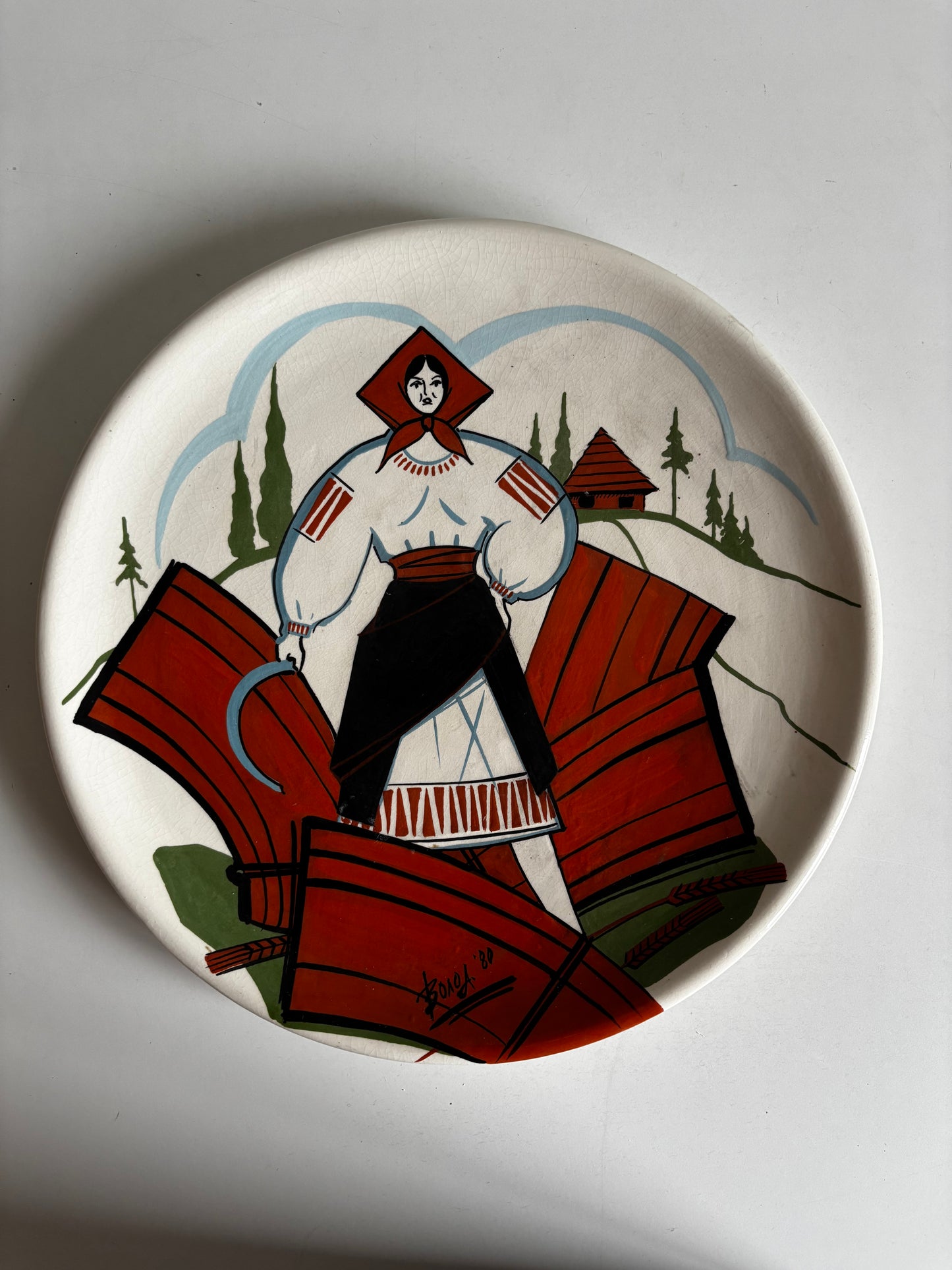 Vintage Ceramic Plate by Wolod (37 cm)