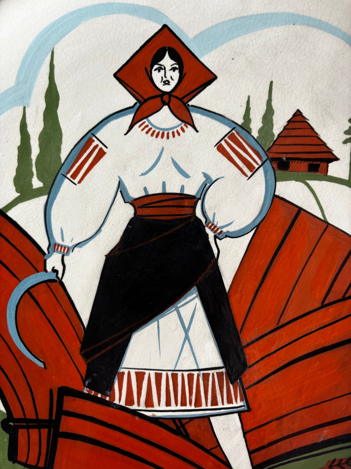 Vintage Ceramic Plate by Wolod (37 cm)