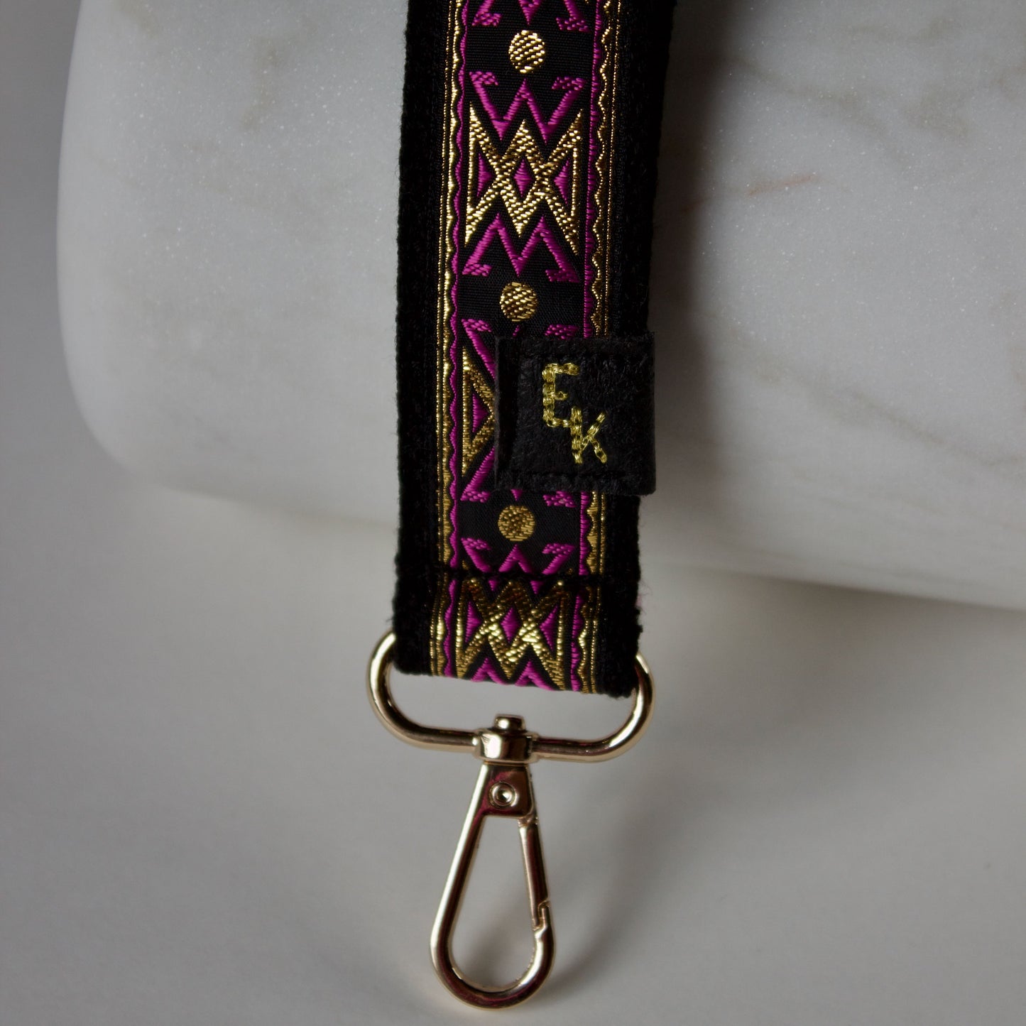 Purple Brocade Keychain Wristlet