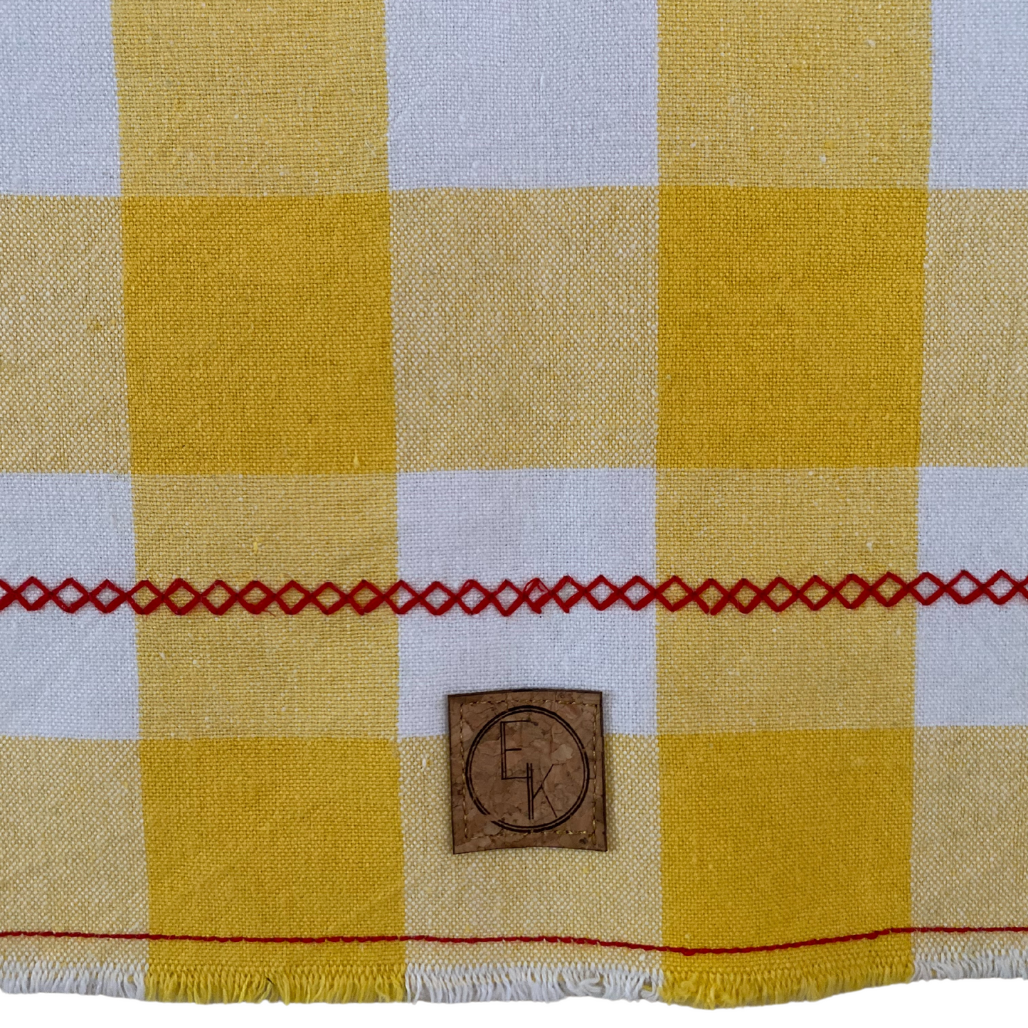 Yellow Plaid with Red Tea Towel