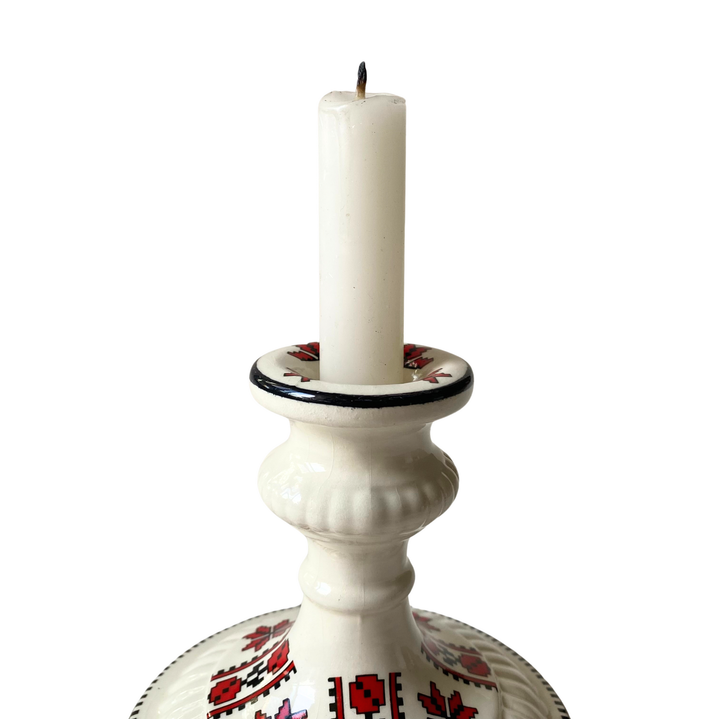 Vintage Ukrainian Motif Ceramic Candle Holder