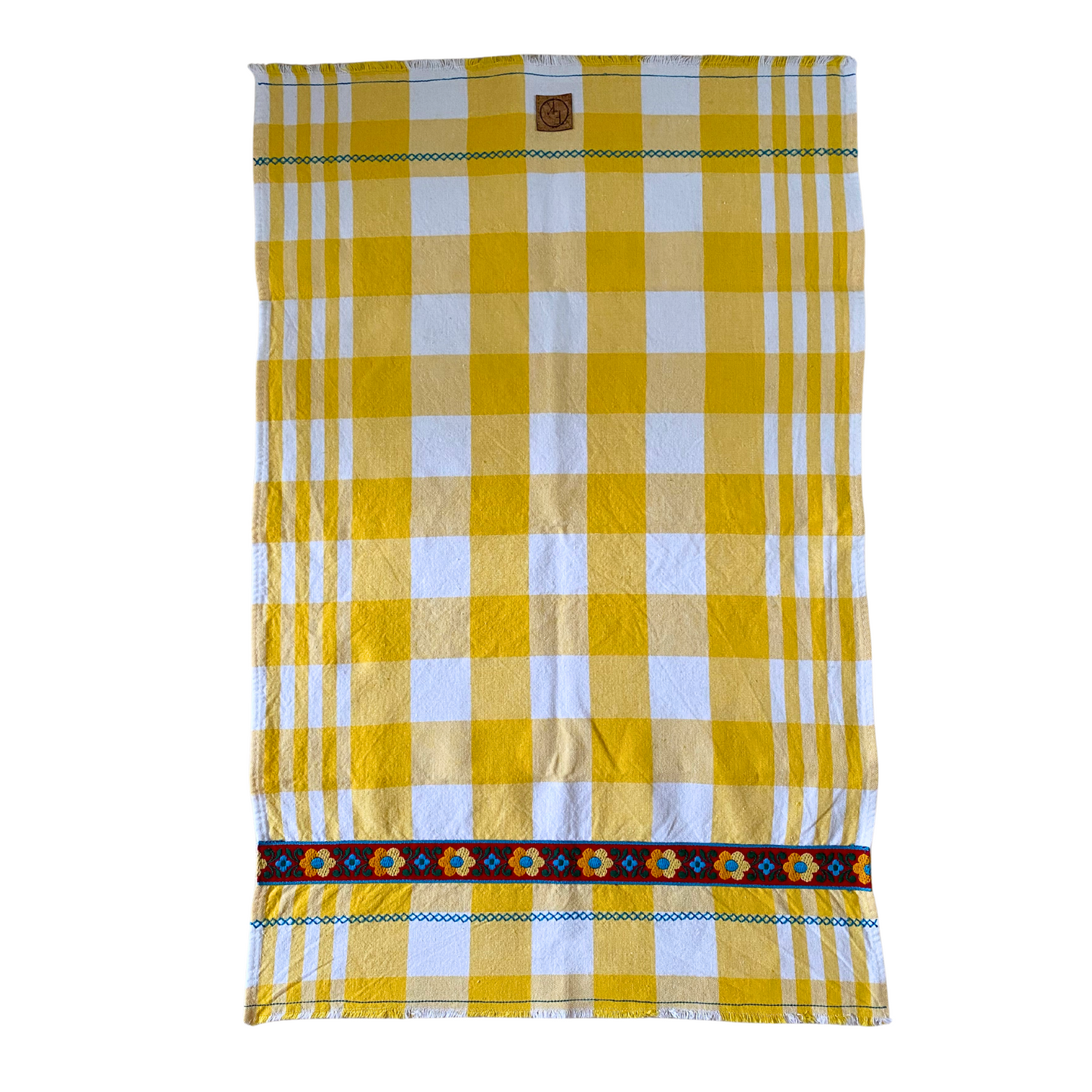 Yellow Plaid with Blue Tea Towel