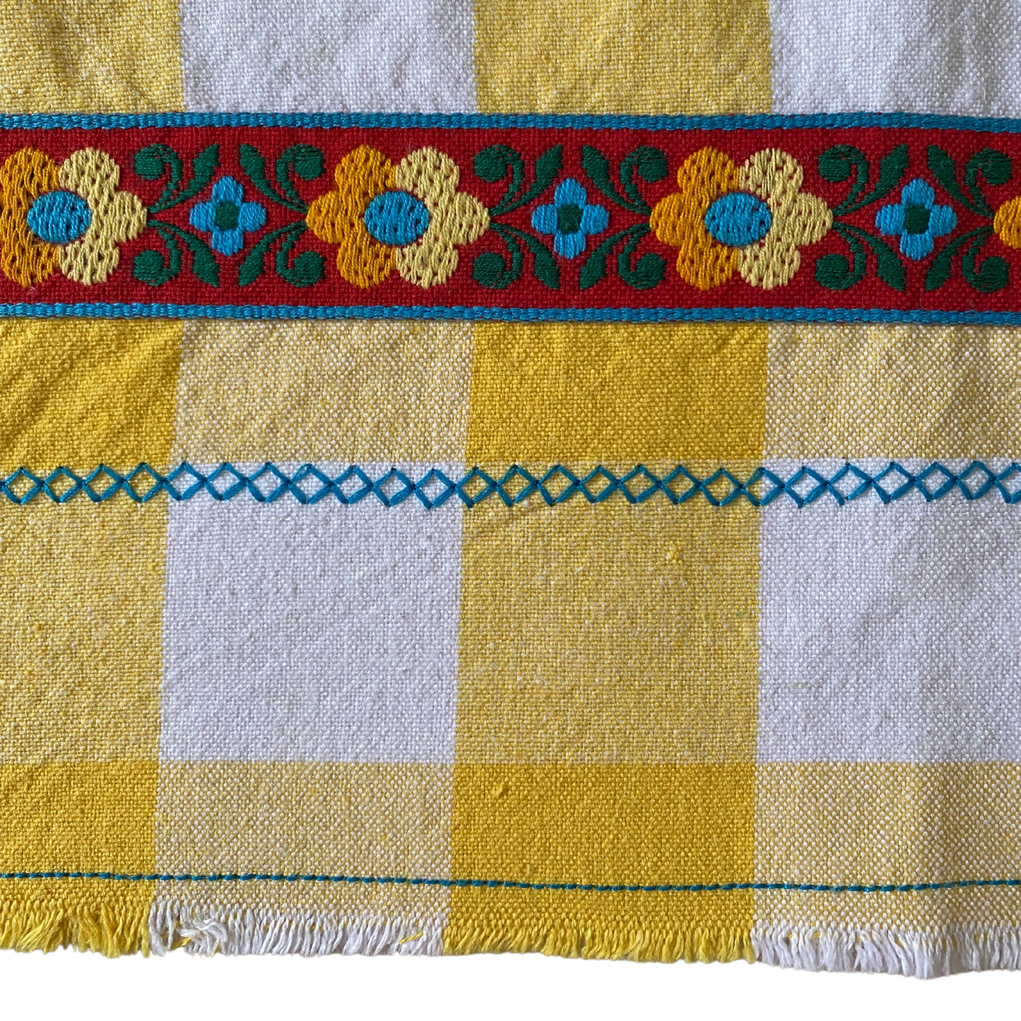 Yellow Plaid with Blue Tea Towel