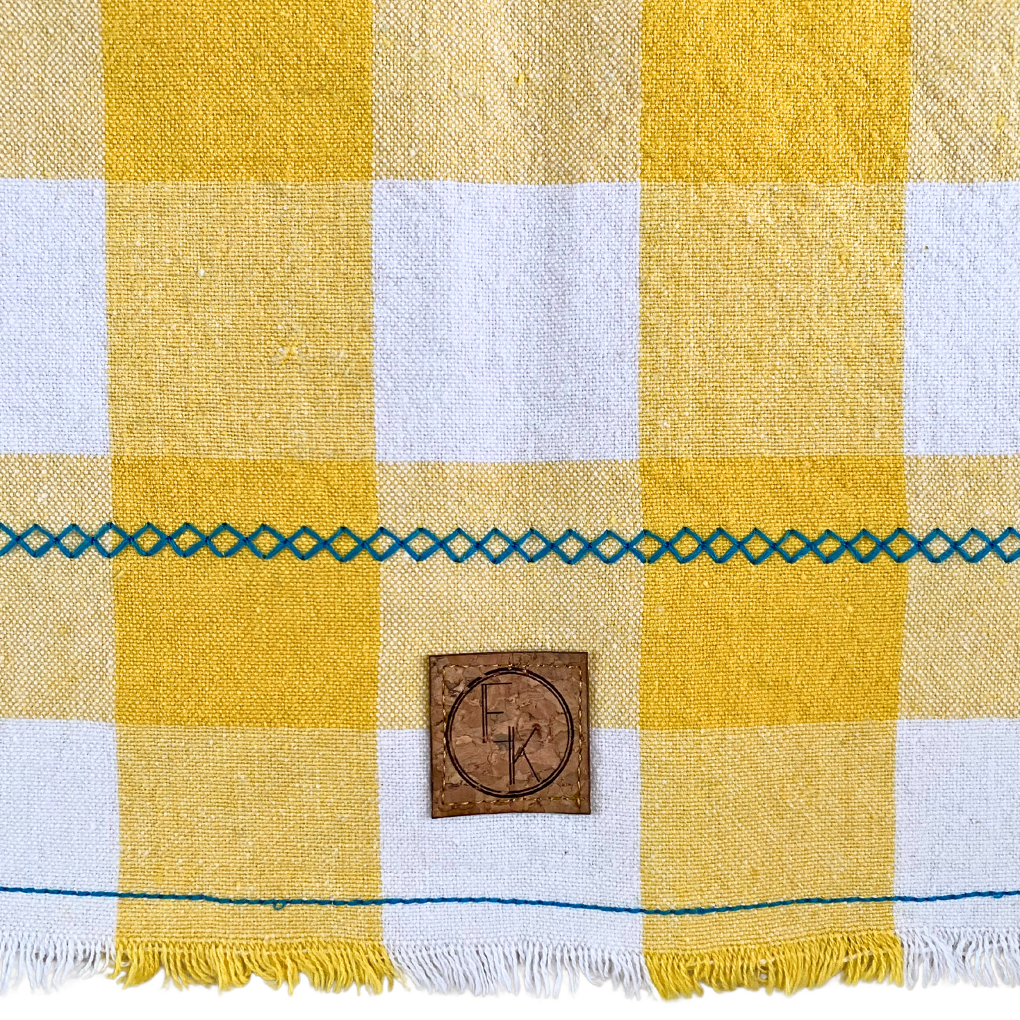 Yellow Plaid with Blue Tea Towel