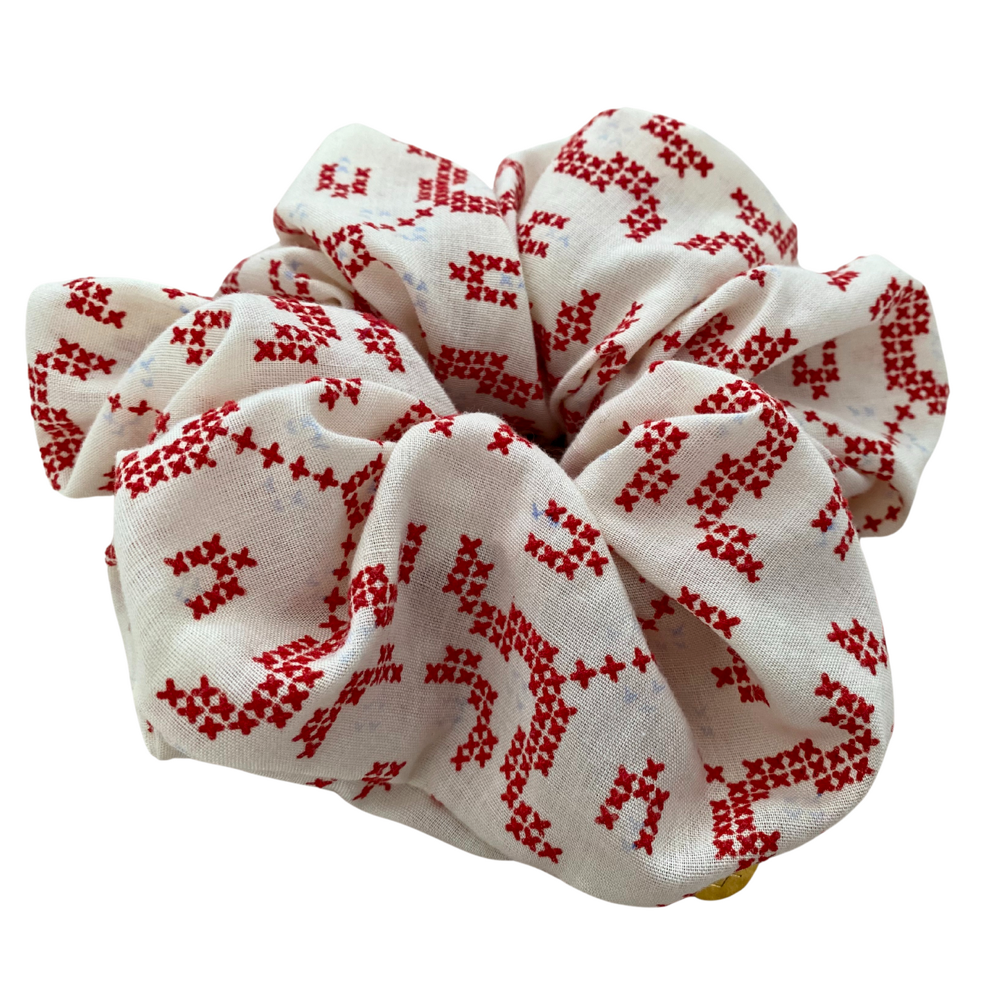 Upcycled Red & White Scrunchie