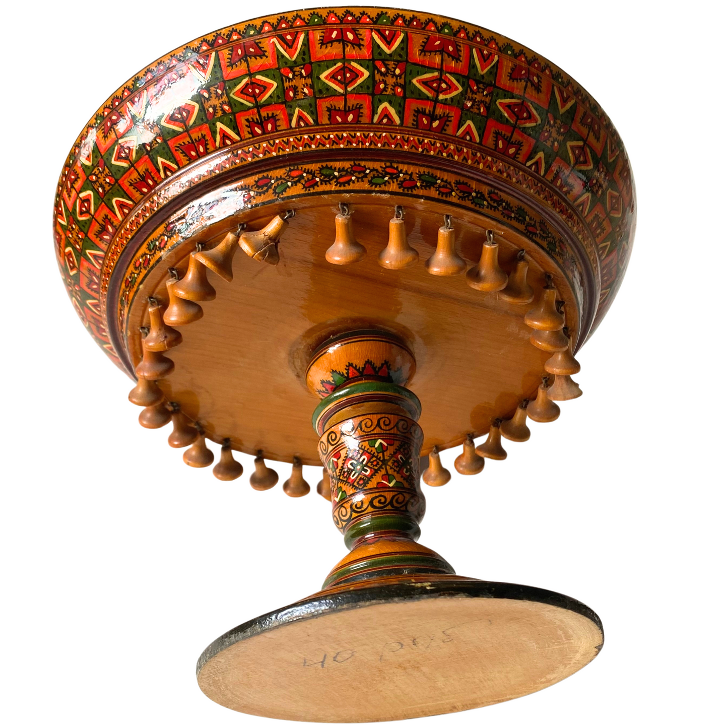 Vintage Wooden Bowl with Pedestal
