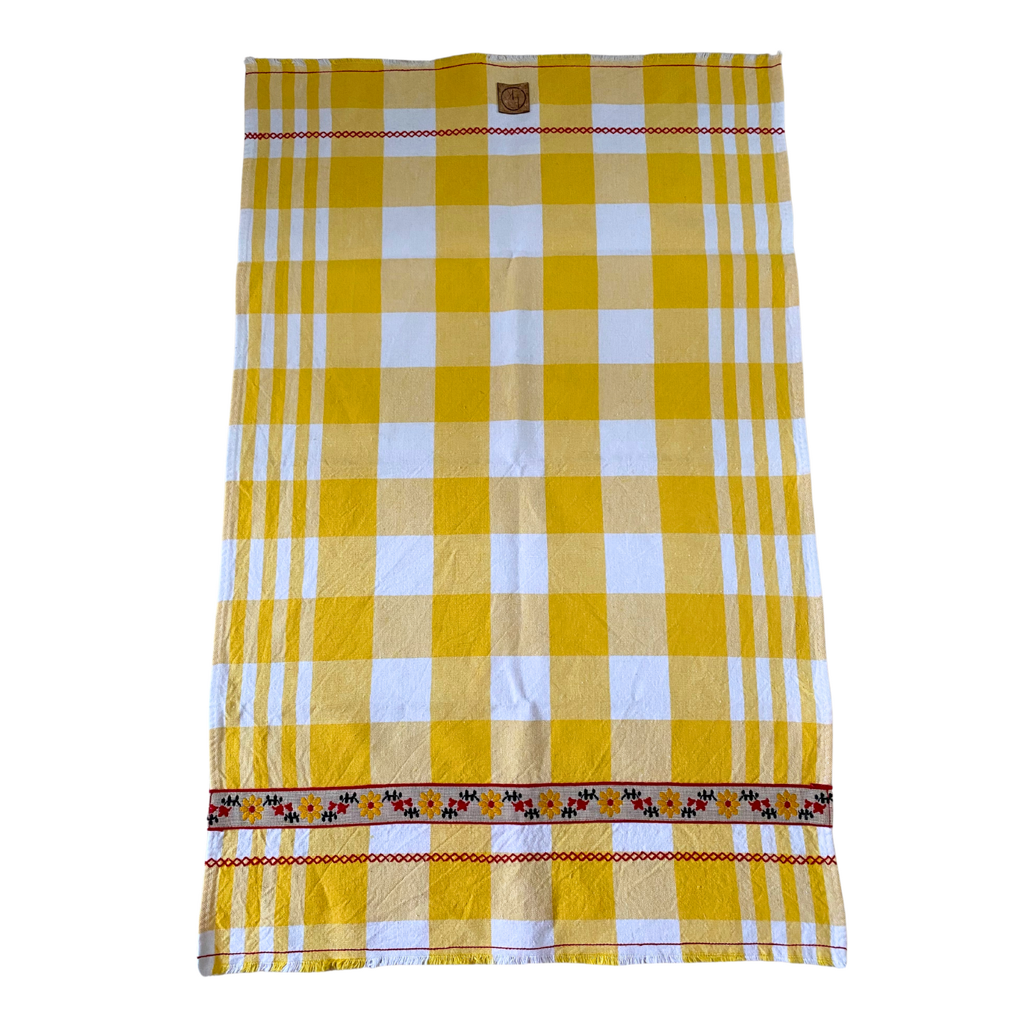 Yellow Plaid with Red Tea Towel