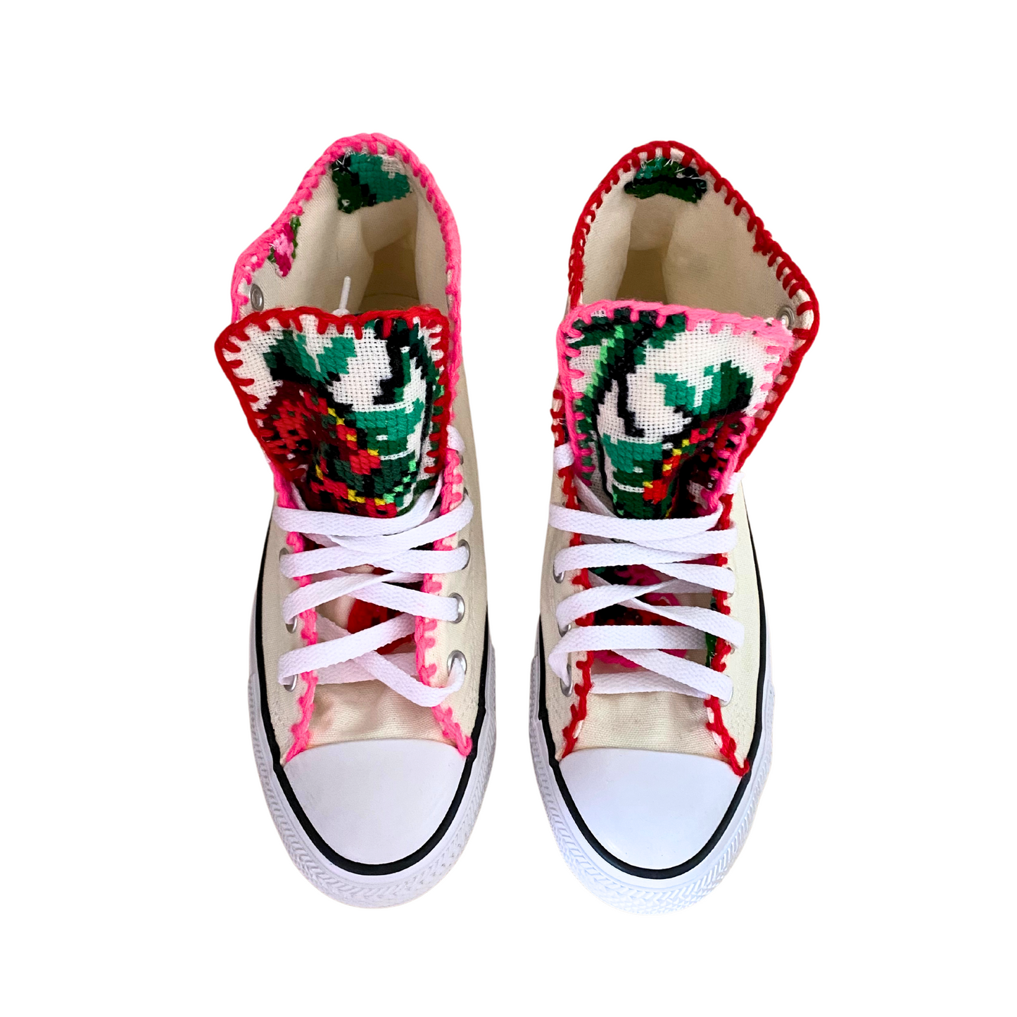 One of a Kind Embroidered Hi-Tops