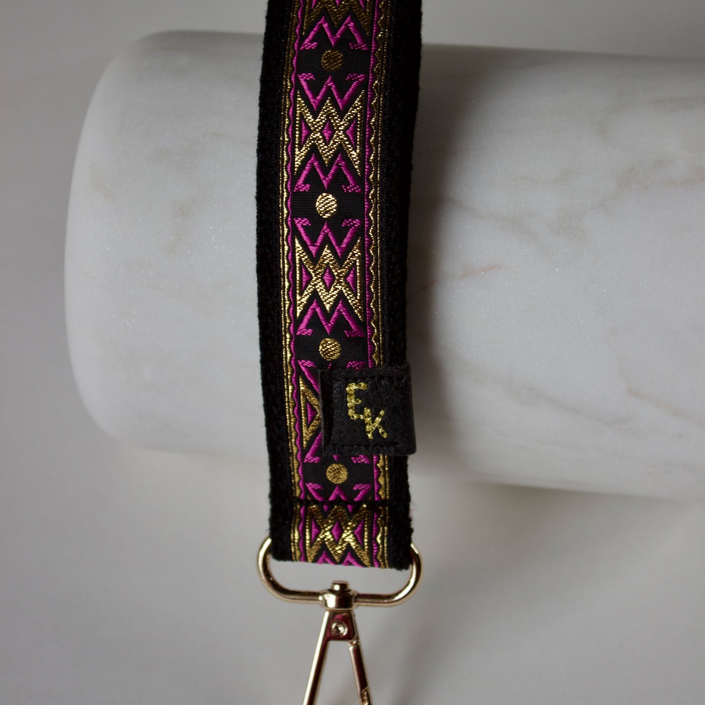Purple Brocade Keychain Wristlet